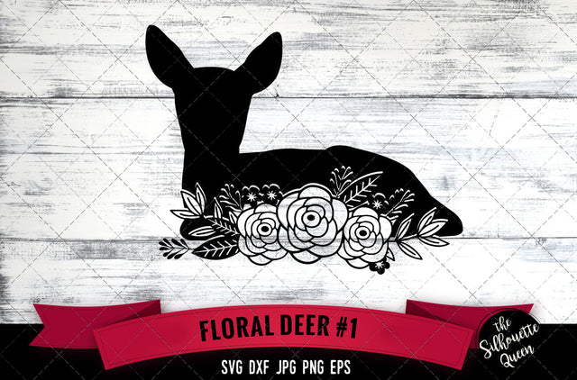 Floral Deer 1 Vector Silhouette File SVG Loveleen Kaur 