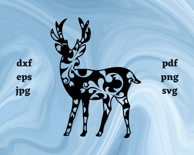 Floral Deer SVG Cut File SVG Northern Light SVG 