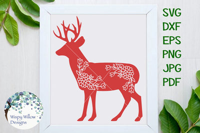 Floral Deer SVG Wispy Willow Designs 