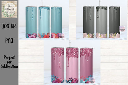 Floral Designs with Glitter Drips - Great for Sublimation Tumblers! Sublimation You Make It Personal 