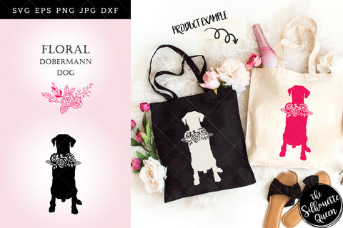 Floral Dobermann Dog svg file for cricut, for silhouette, cut eps, cutting png, cuttable dxf, Instant Download design SVG Loveleen Kaur 