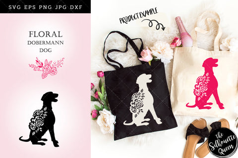 Floral Dobermann Dog svg file for cricut, for silhouette, cut eps, cutting png, cuttable dxf, Instant Download design SVG Loveleen Kaur 