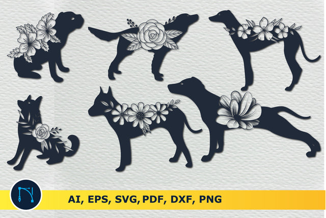floral Dog Silhouettes SVG bundle SVG MD JOYNAL ABDIN 
