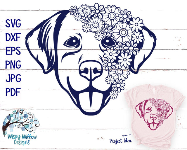 Floral Dog SVG Cut File SVG Wispy Willow Designs 