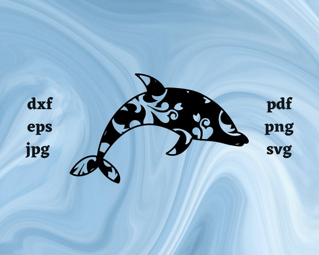 Floral Dolphin SVG Cut File SVG Northern Light SVG 