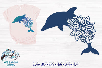 Floral Dolphin SVG SVG Wispy Willow Designs 