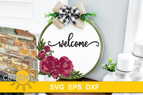 Floral Door hanger svg | Floral round sign svg SVG CutsunSVG 