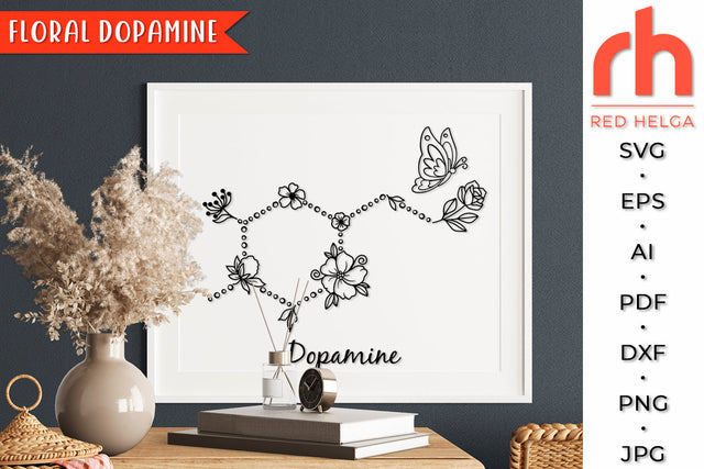 Floral Dopamine SVG - Flower Molecule Cut File SVG RedHelgaArt 