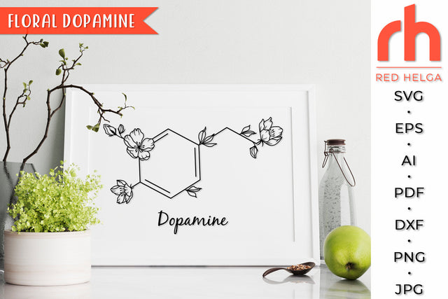 Floral Dopamine SVG - Flower Molecule Cut File SVG RedHelgaArt 