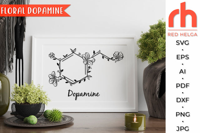 Floral Dopamine SVG - Flower Molecule Cut File SVG RedHelgaArt 