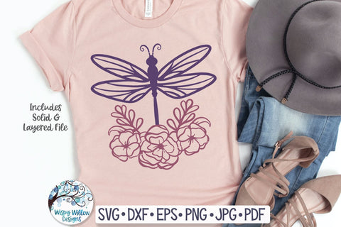 Floral Dragonfly Svg SVG Wispy Willow Designs 