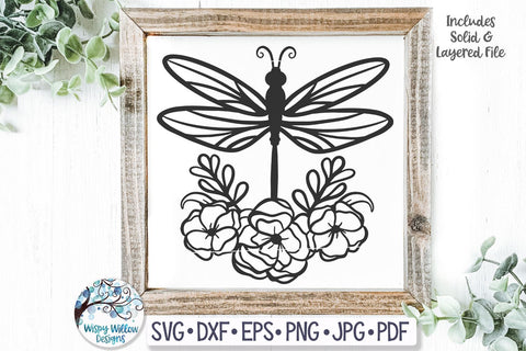 Floral Dragonfly Svg SVG Wispy Willow Designs 