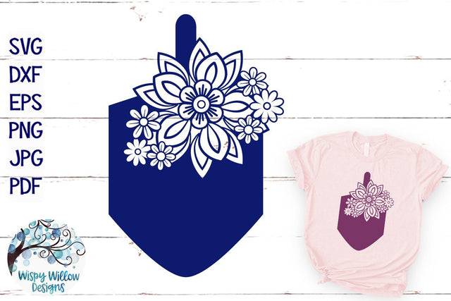 Floral Dreidel SVG SVG Wispy Willow Designs 