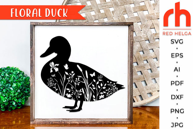 Floral Duck SVG - Farm Animal Cut File SVG RedHelgaArt 