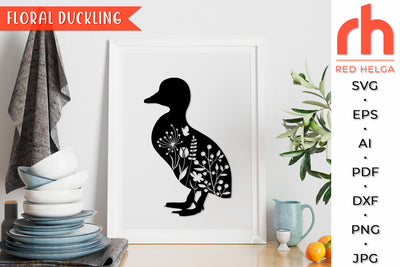 Floral Duckling SVG - Farm Animal Cut File SVG RedHelgaArt 