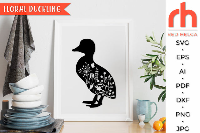 Floral Duckling SVG - Farm Animal Cut File SVG RedHelgaArt 