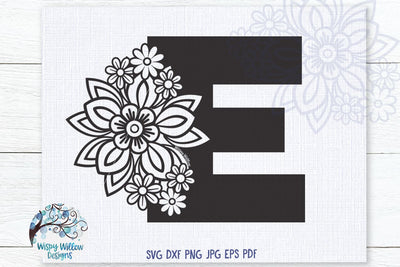 Floral E SVG SVG Wispy Willow Designs 