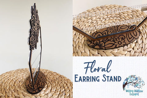 Floral Earring Stand File for Glowforge or Laser Cutter SVG Wispy Willow Designs 