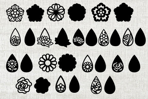 Floral Earrings SVG Bundle, Pendant Template For Laser Cut SVG Yuliya 