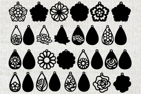 Floral Earrings SVG Bundle, Pendant Template For Laser Cut SVG Yuliya 