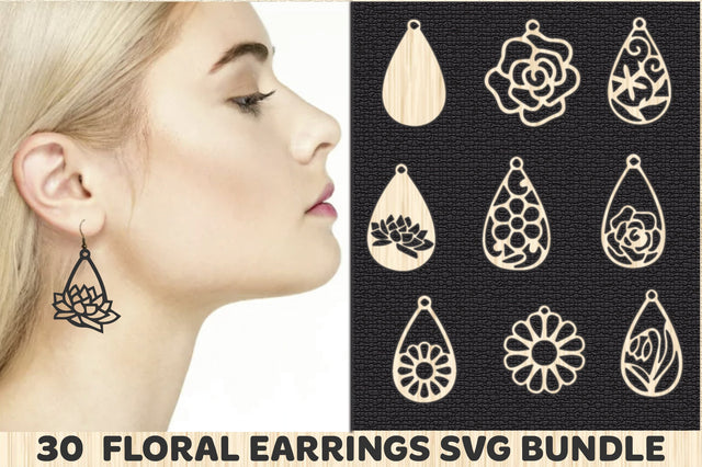 Floral Earrings Svg Bundle SVG Creativeart88 