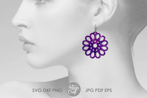 Floral earrings SVG, cut file, flower shaped earrings SVG Artisan Craft SVG 
