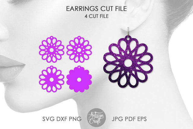 Floral earrings SVG, cut file, flower shaped earrings SVG Artisan Craft SVG 