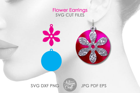 Floral earrings SVG files for laser SVG Artisan Craft SVG 