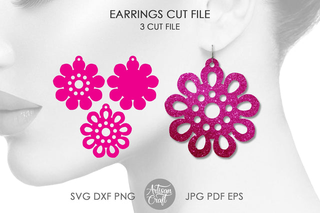Floral earrings SVG, flower earrings, SVG cut files SVG Artisan Craft SVG 