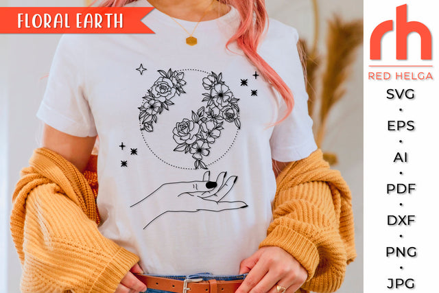 Floral Earth SVG - Save Planet Cut File SVG RedHelgaArt 