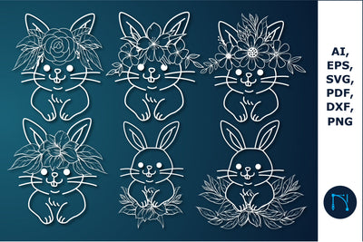 Floral Easter bunny cut SVG bundle SVG MD JOYNAL ABDIN 