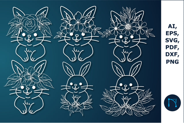 Floral Easter bunny cut SVG bundle SVG MD JOYNAL ABDIN 