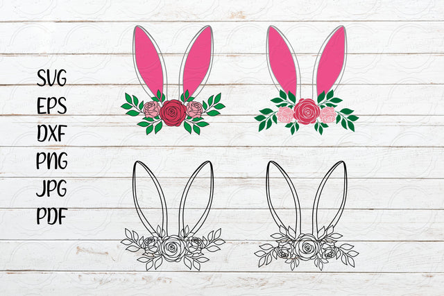 Floral Easter Bunny Ears, Easter SVG SVG SmmrDesign 