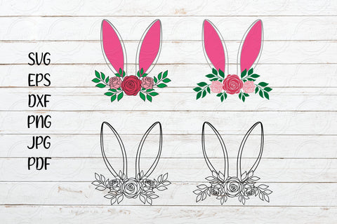 Floral Easter Bunny Ears, Easter SVG SVG SmmrDesign 