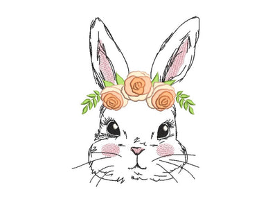 Floral Easter Bunny Embroidery Design, 3 sizes Embroidery/Applique DESIGNS Nino Nadaraia 
