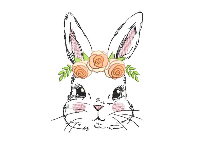 Floral Easter Bunny Embroidery Design, 3 sizes Embroidery/Applique DESIGNS Nino Nadaraia 