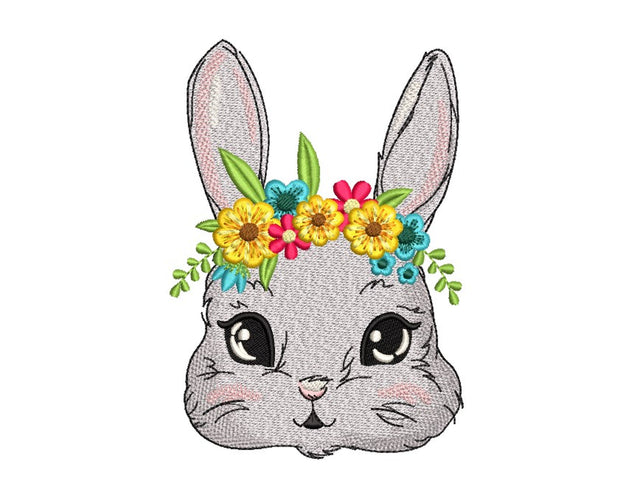 Floral Easter Bunny Embroidery Design, 3 sizes Embroidery/Applique DESIGNS Nino Nadaraia 