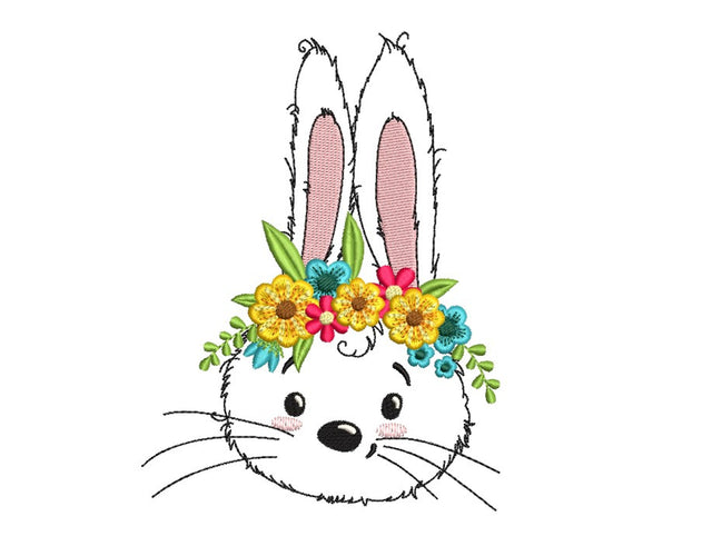 Floral Easter Bunny Embroidery Design, 3 sizes Embroidery/Applique DESIGNS Nino Nadaraia 