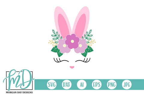 Floral Easter Bunny Face SVG Morgan Day Designs 