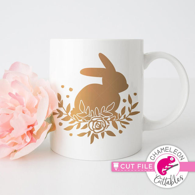 Floral Easter Bunny in Flower Nest SVG SVG Chameleon Cuttables 