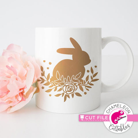 Floral Easter Bunny in Flower Nest SVG SVG Chameleon Cuttables 