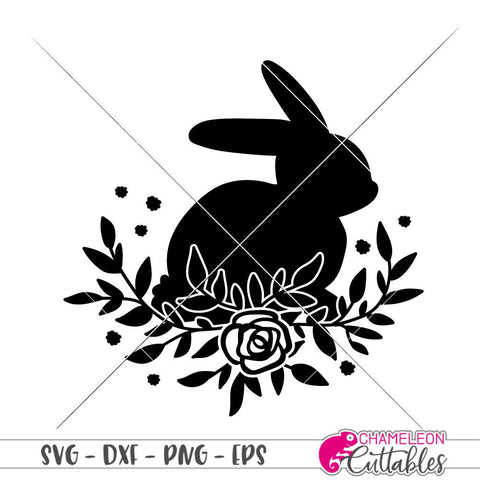 Floral Easter Bunny in Flower Nest SVG SVG Chameleon Cuttables 