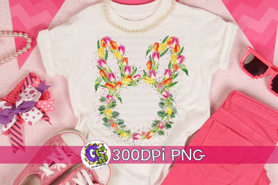 Floral Easter Bunny Rabbit PNG for Sublimation Sublimation Greedy Stitches 