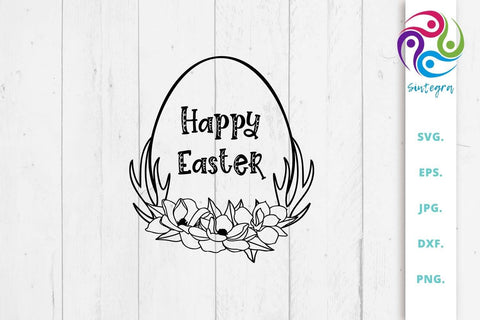 Floral Egg Happy Easter SVG Cut File SVG Sintegra 