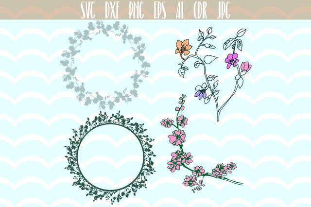 Floral Elements Hand painted, Floral clip art SVG VectorSVGdesign 