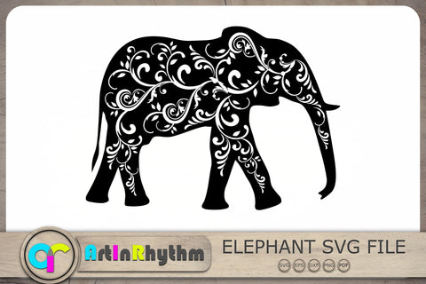 Floral Elephant Svg, Elephant Clipart, Elephant Svg SVG Artinrhythm shop 