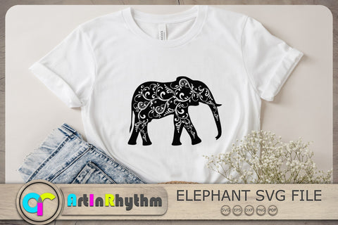 Floral Elephant Svg, Elephant Clipart, Elephant Svg SVG Artinrhythm shop 