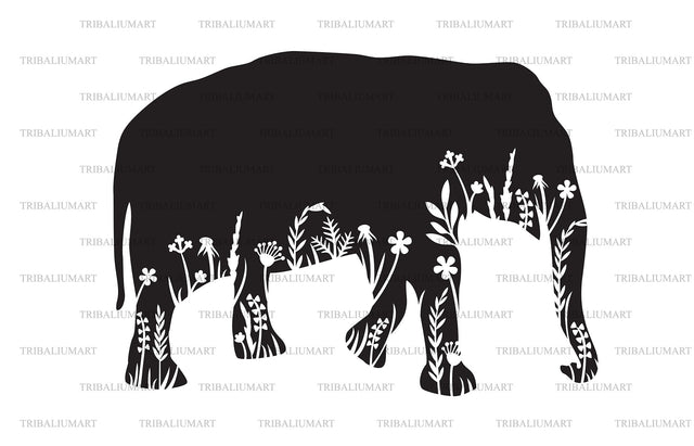 Floral elephant SVG TribaliumArtSF 