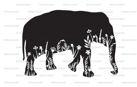 Floral elephant SVG TribaliumArtSF 