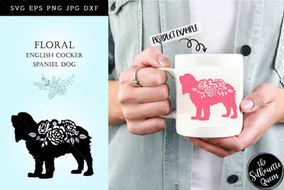 Floral English Cocker Spaniel Dog svg file for cricut, for silhouette, cut eps, cutting png, cuttable dxf, Instant Download design SVG Loveleen Kaur 